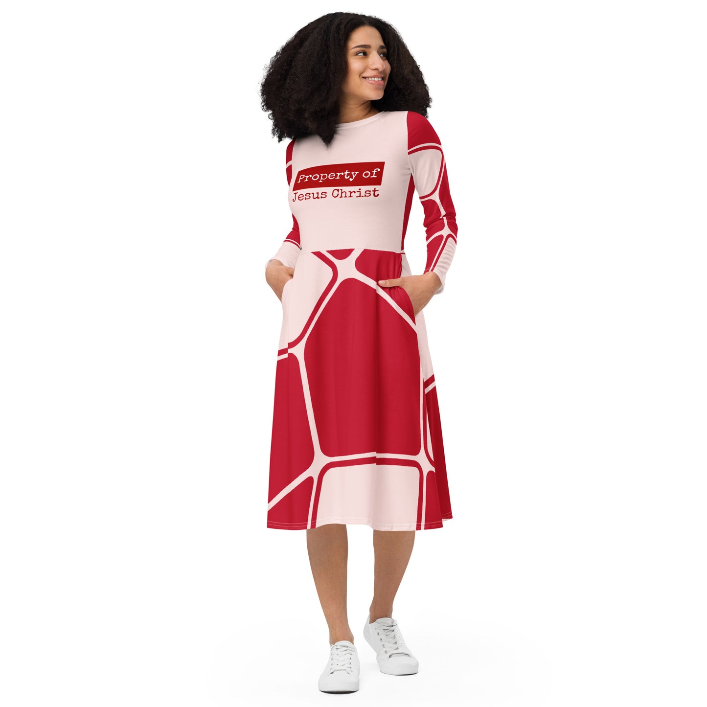 Property Red long sleeve dress