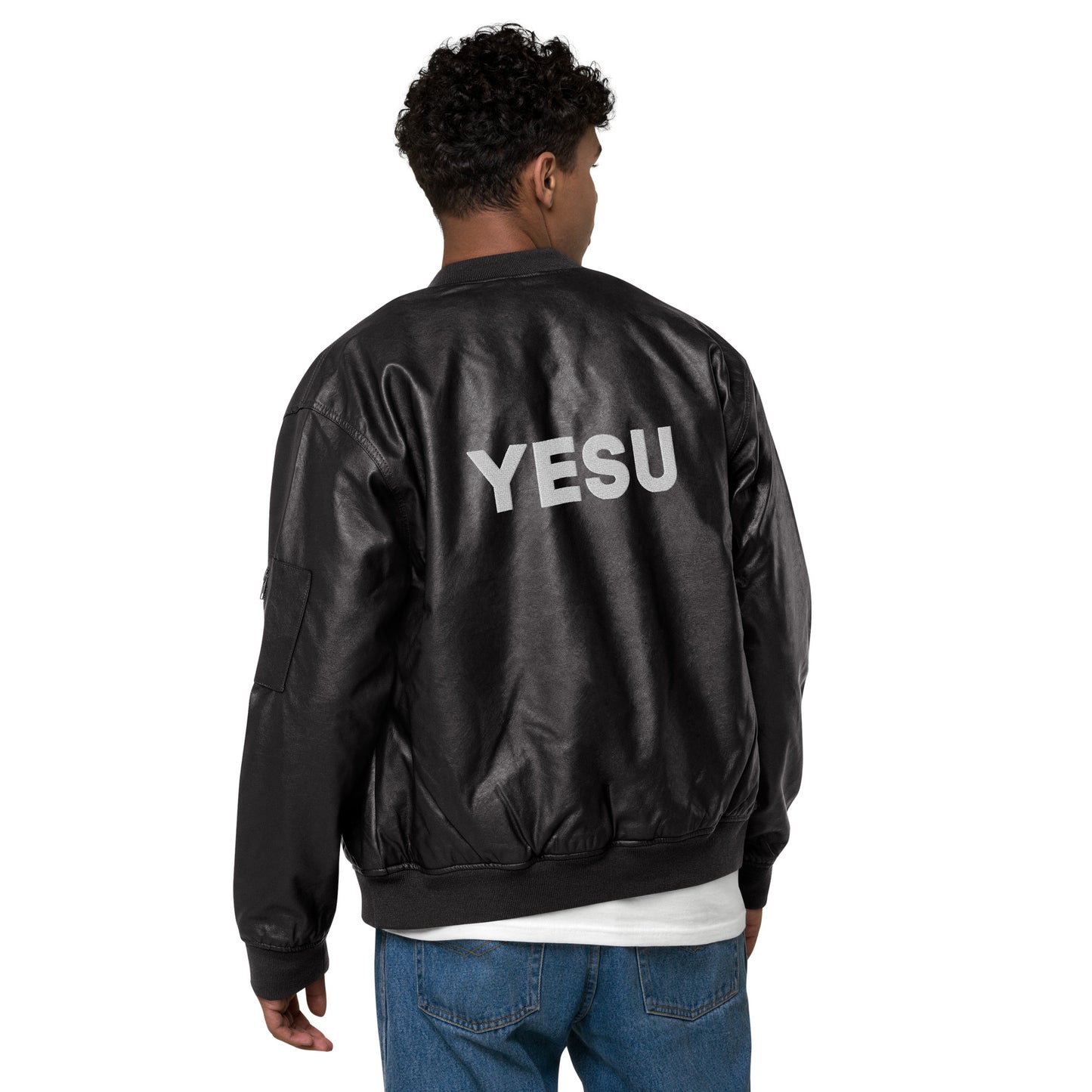 Yesu Leather Bomber Jacket