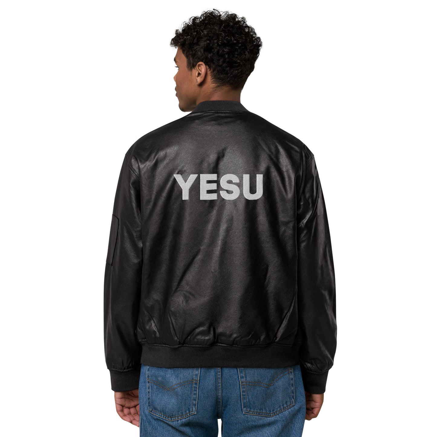 Yesu Leather Bomber Jacket