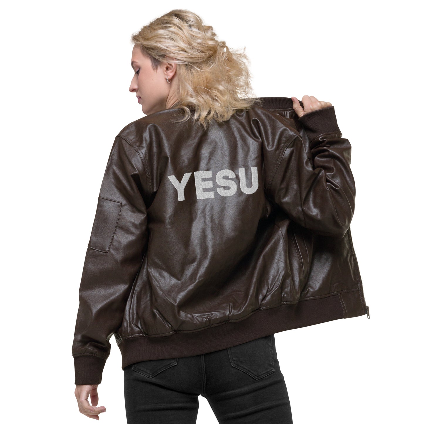 Yesu Leather Bomber Jacket