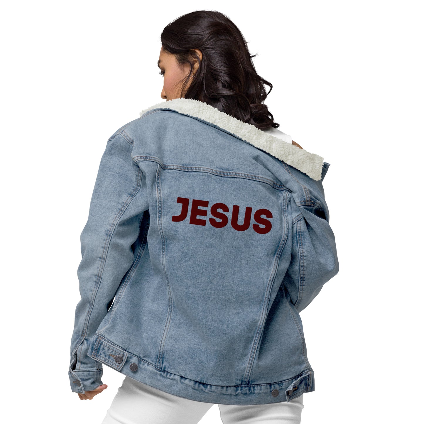 JESUS Unisex Denim Sherpa Jacket