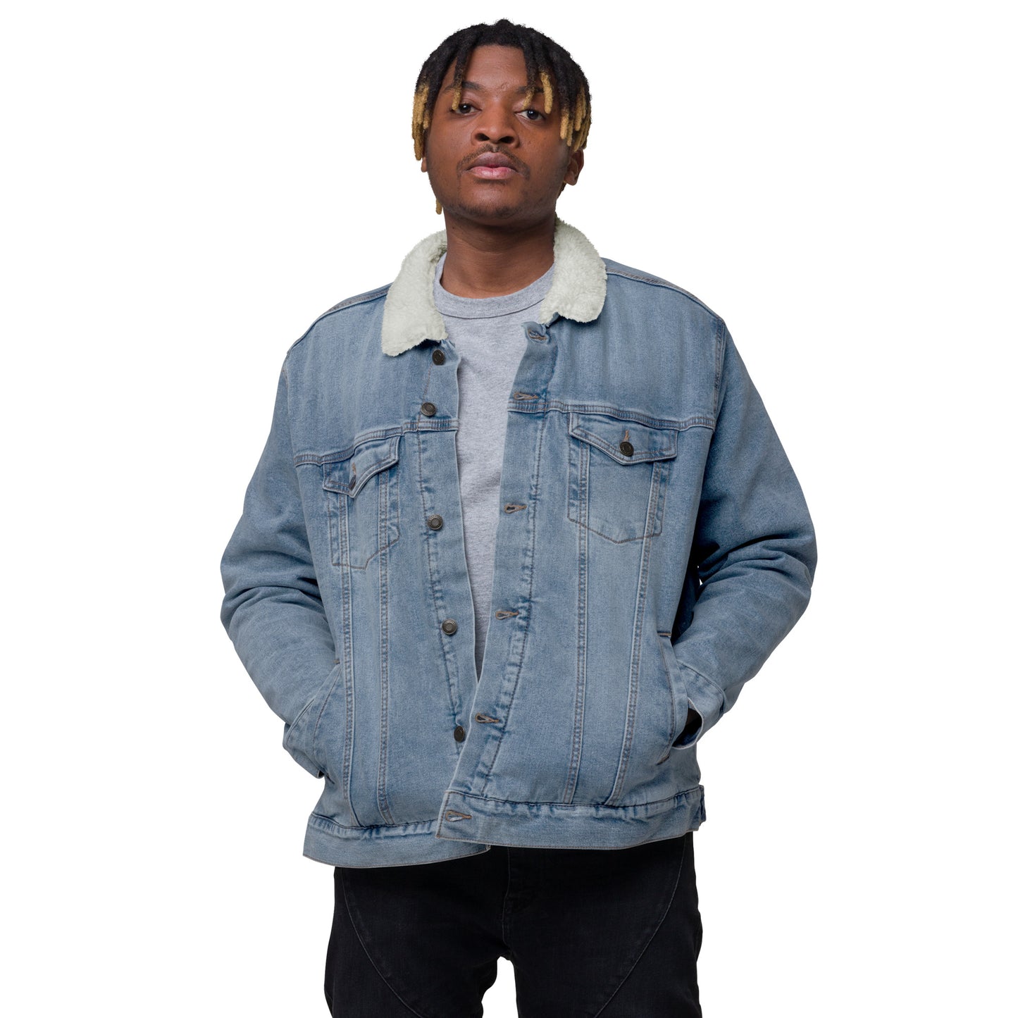 JESUS Unisex Denim Sherpa Jacket