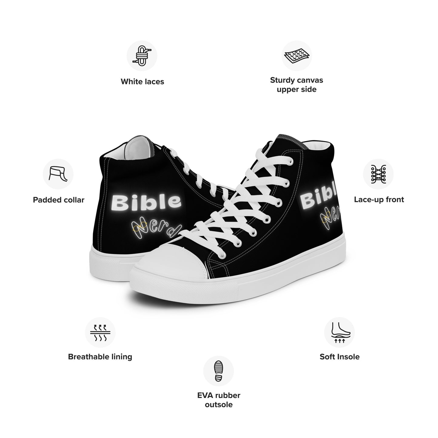 Bible Nerd women’s high top canvas shoes